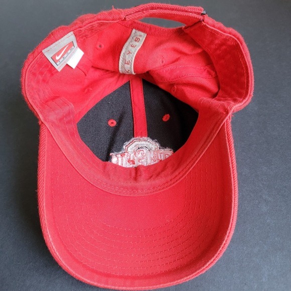 Vintage Nike Team Ohio State Buckeyes Strapback Hat Cap Red Just Do It - Picture 7 of 11